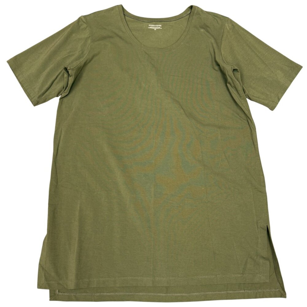 EILEEN FISHER Organic Pima Cotton Jersey T-Shirt Dress "Seaweed" F17OJ | Size L - Picture 6 of 12